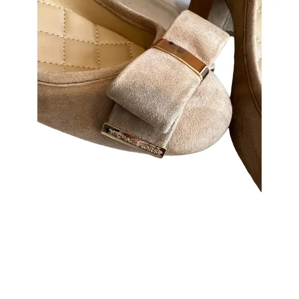 Michael Kors modest nude suede low heels bow detail 6